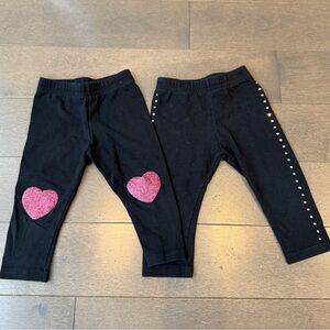 Dori Creations Legging BUNDLBlack Kids Leggings with Pink Heart and Stud Details